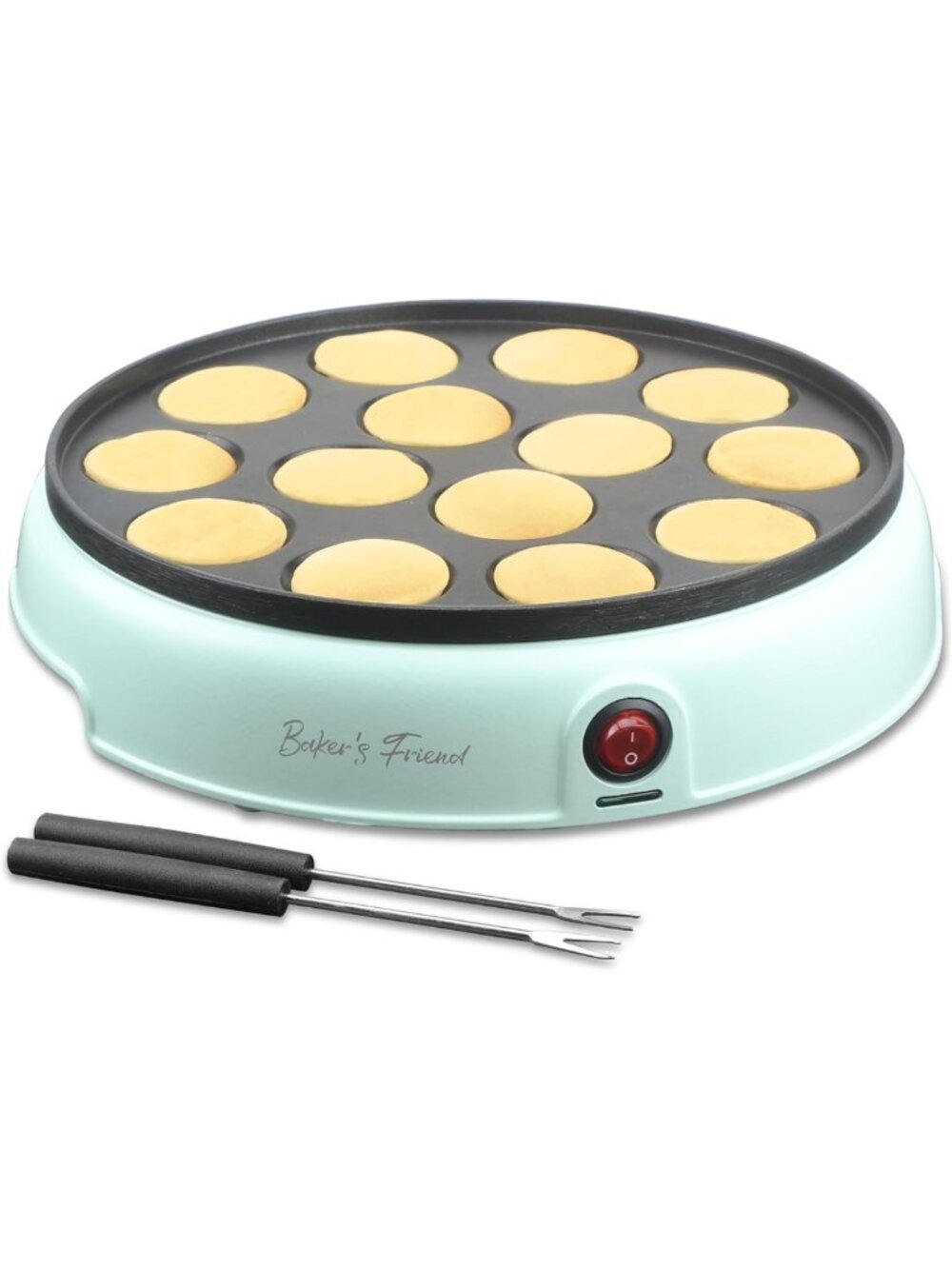 Mini Pancake Maker Machine - Electric Griddle for 14 Dutch Poffertjes, Ideal for